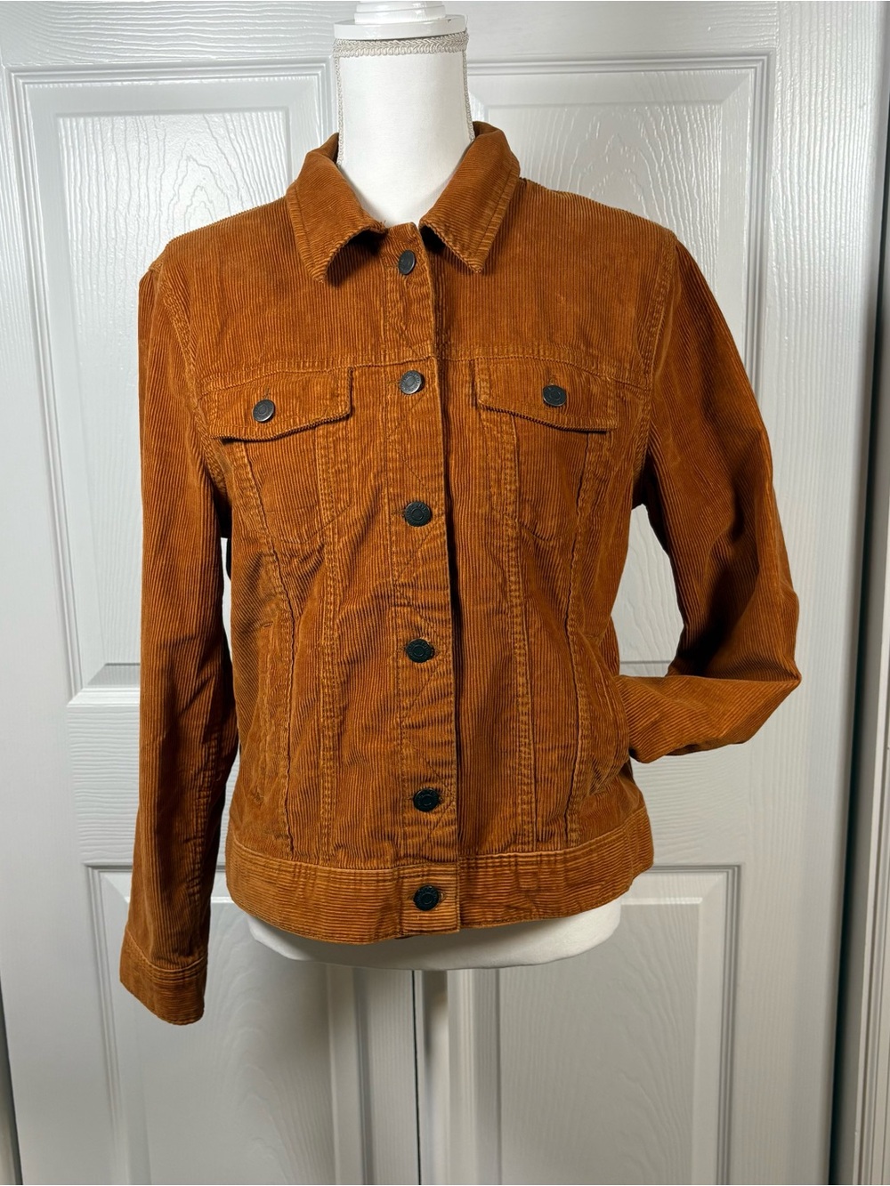 Old Navy Burnt Orange Corduroy Trucker Jacket Women’s Large Retro Fall